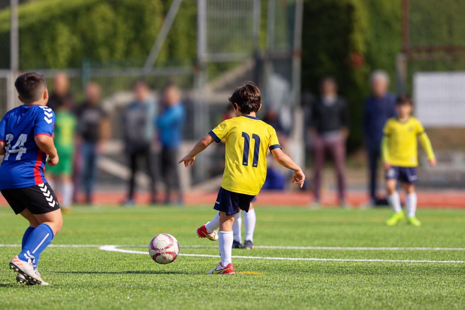 Niños jugando al fútbol durante una actividad de More Than Football.